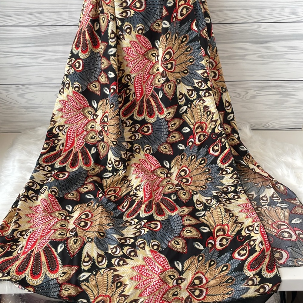 Feather Print Cross Strap Sleeveless High Waist Dress - Picture 4 of 14